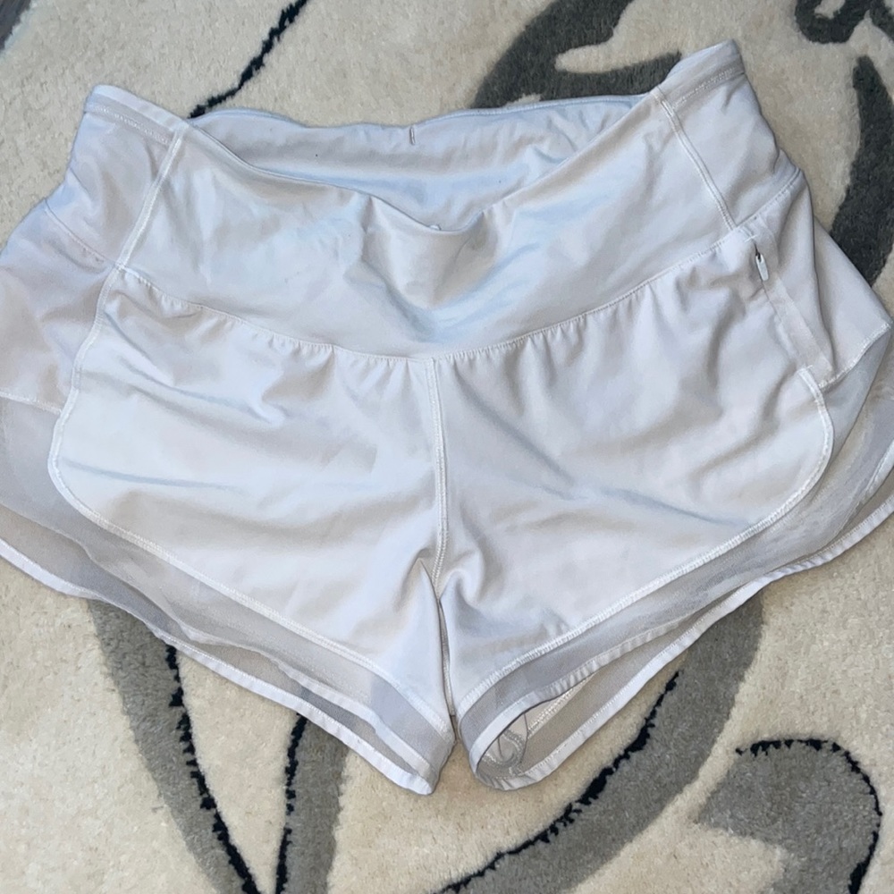 White LuluLemon shorts! Old style but still so cute!
